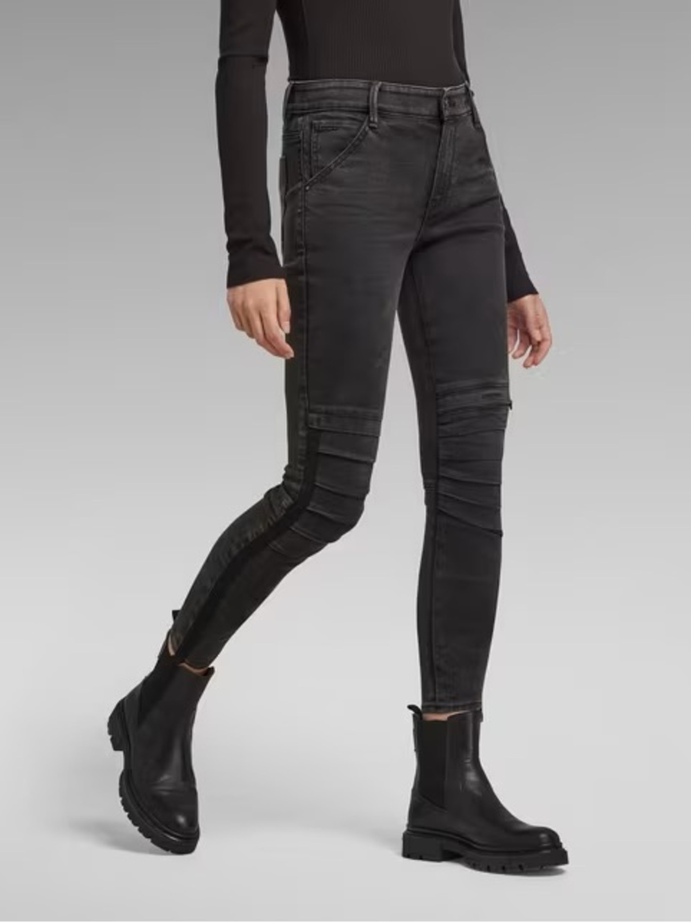 G-Star Raw 1914 3D Skinny Jeans Black Moto Denim 29 8